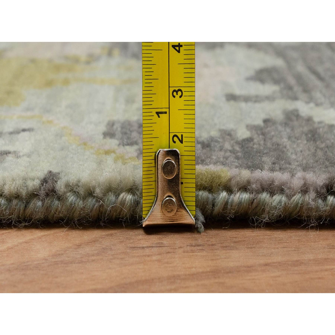 2'1" x 3'0" New Hand Knotted Green Wool Rectangle Oriental Rug - MOA10291458