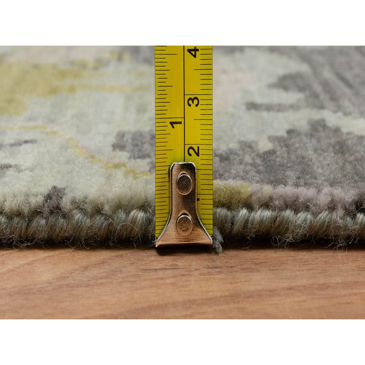 2'1" x 3'0" New Hand Knotted Green Wool Rectangle Oriental Rug - MOA10291458
