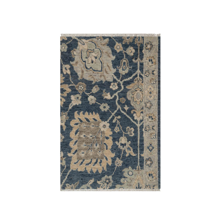 2'0" x 3'1" New Hand Knotted Blue Wool Rectangle Oriental Rug - MOA10291459