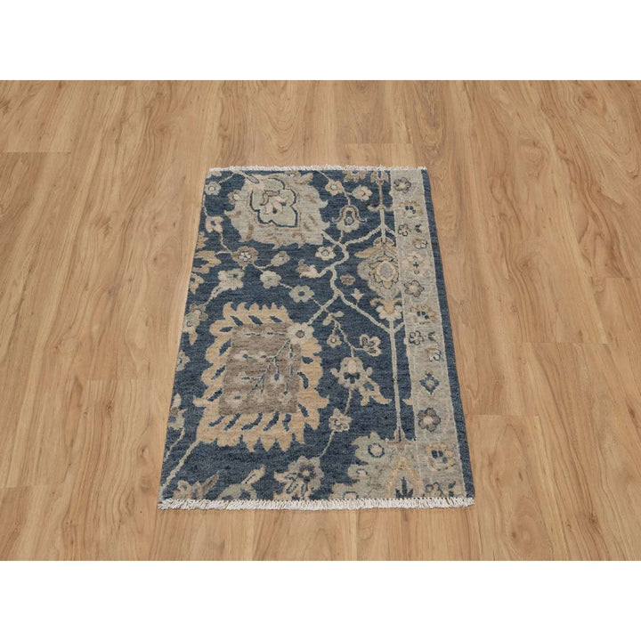 2'0" x 3'1" New Hand Knotted Blue Wool Rectangle Oriental Rug - MOA10291459