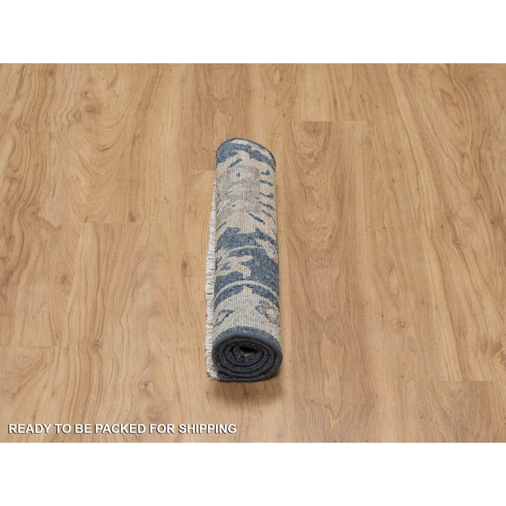2'0" x 3'1" New Hand Knotted Blue Wool Rectangle Oriental Rug - MOA10291459