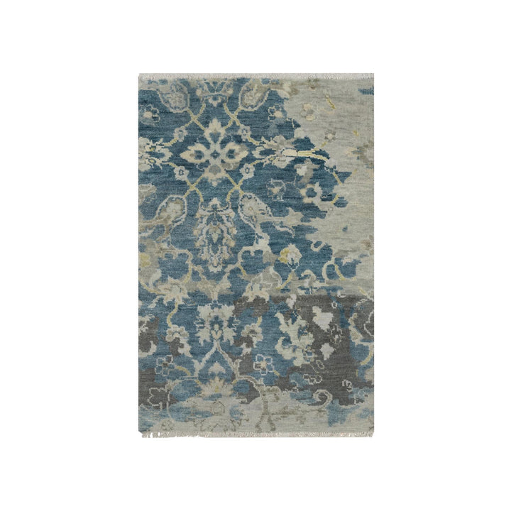 2'0" x 3'1" New Hand Knotted Blue Wool Rectangle Oriental Rug - MOA10291462