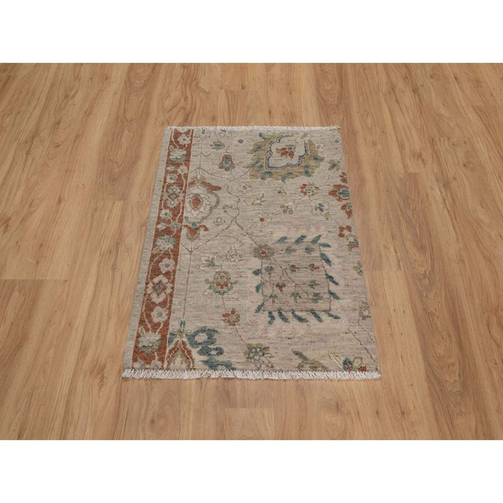 2'2" x 3'1" New Hand Knotted Beige Wool Rectangle Oriental Rug - MOA10291464