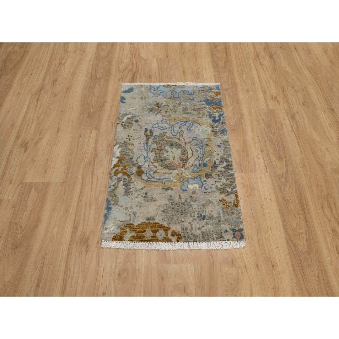 2'0" x 3'1" New Hand Knotted Ivory Wool Rectangle Oriental Rug - MOA10291465