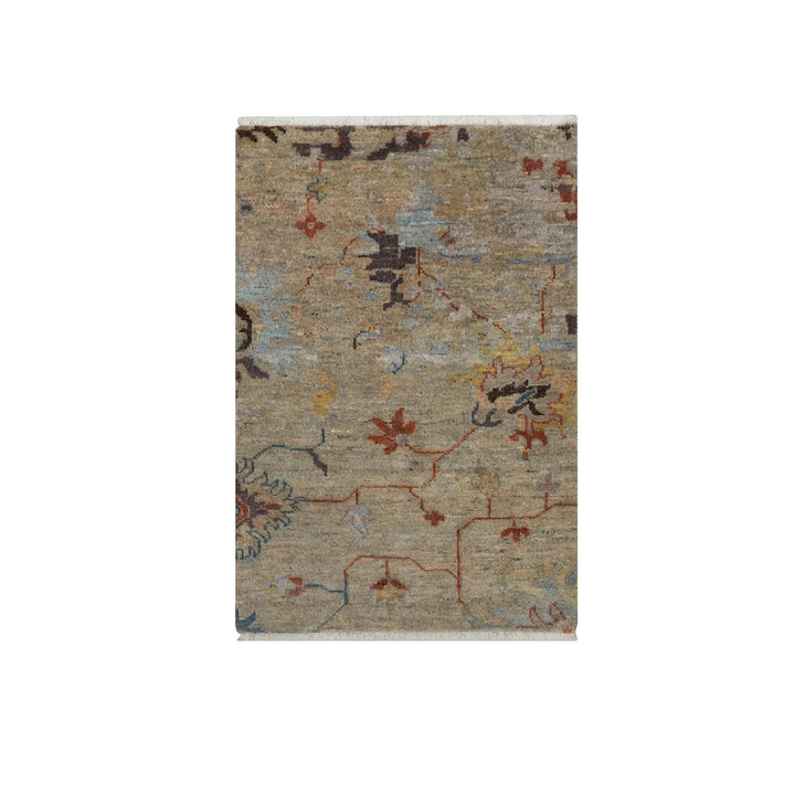 2'1" x 3'1" New Hand Knotted Brown Wool Rectangle Oriental Rug - MOA10291466