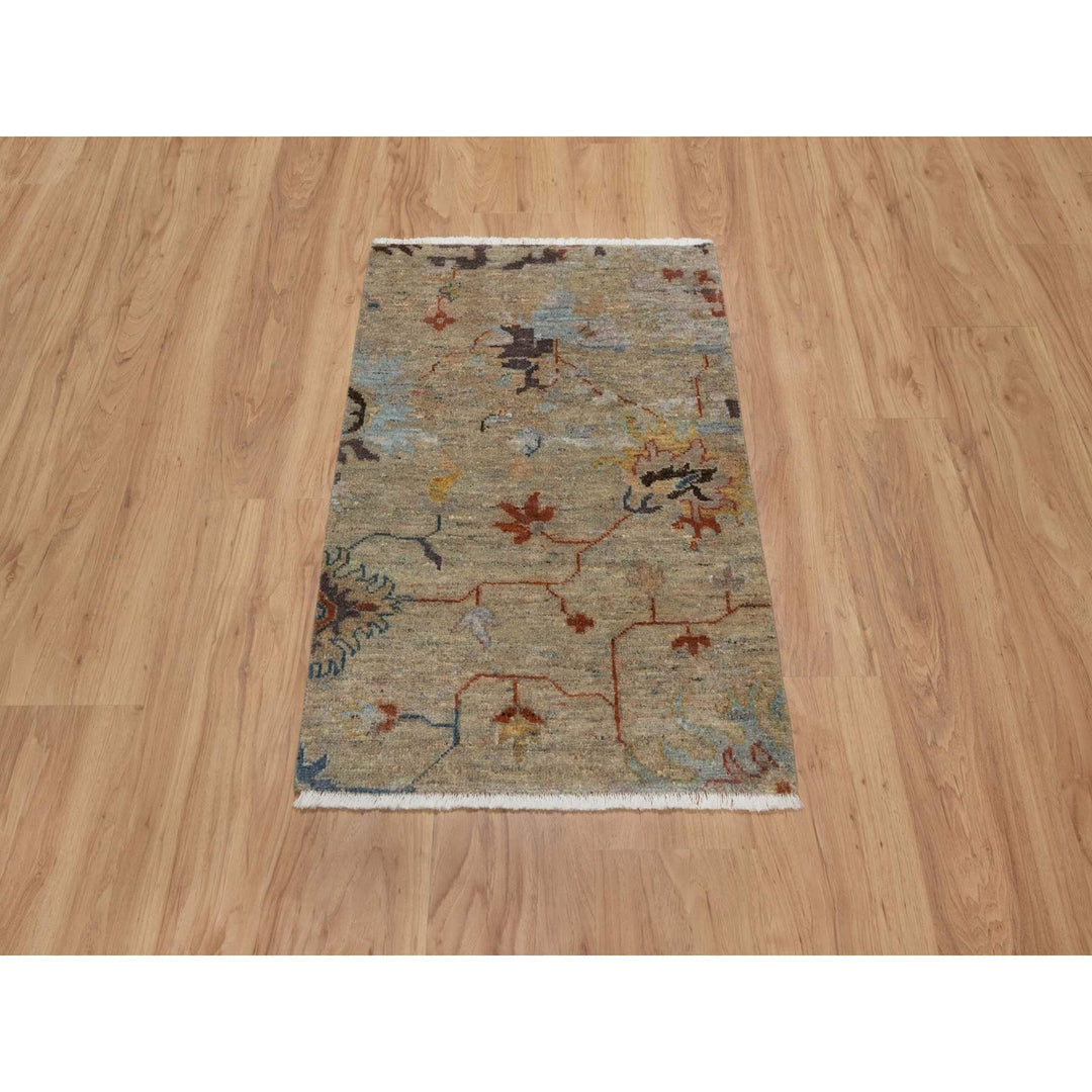 2'1" x 3'1" New Hand Knotted Brown Wool Rectangle Oriental Rug - MOA10291466