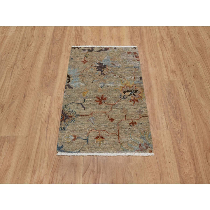 2'1" x 3'1" New Hand Knotted Brown Wool Rectangle Oriental Rug - MOA10291466