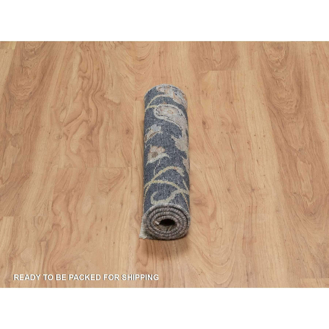 2'0" x 3'0" New Hand Knotted Blue Wool Rectangle Oriental Rug - MOA10291468