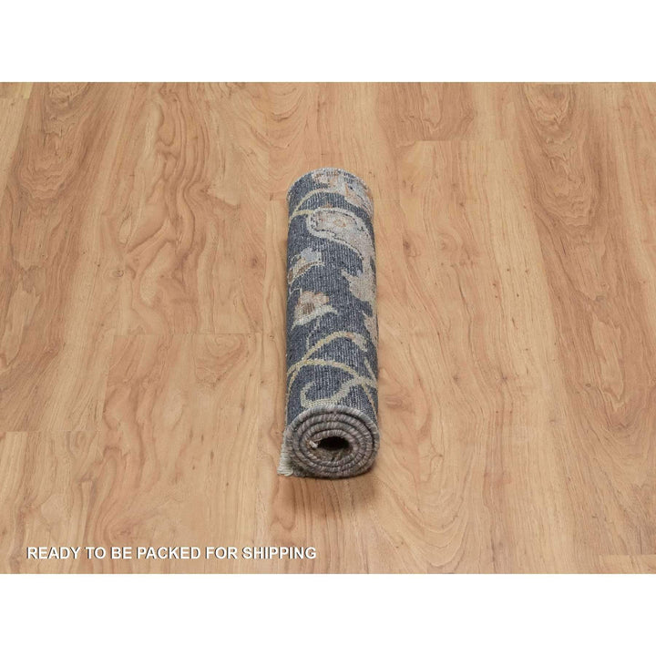 2'0" x 3'0" New Hand Knotted Blue Wool Rectangle Oriental Rug - MOA10291468