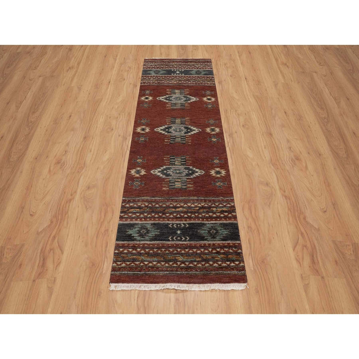 2'7" x 7'10" New Hand Knotted Red Wool Runner Oriental Rug - MOA10291470