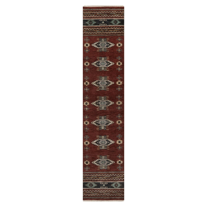 2'7" x 12'0" New Hand Knotted Red Wool Runner Oriental Rug - MOA10291471