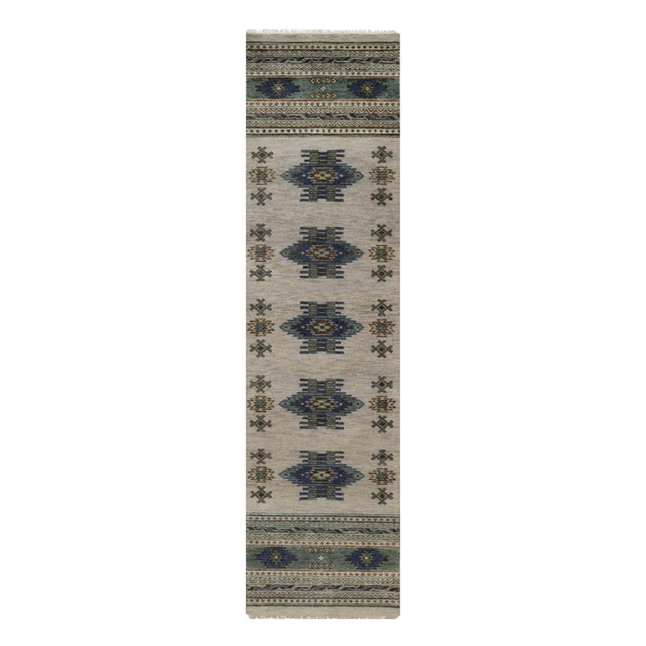 2'7" x 9'10" New Hand Knotted Grey Wool Runner Oriental Rug - MOA10291472