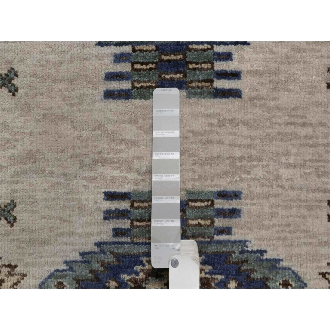 2'7" x 9'10" New Hand Knotted Grey Wool Runner Oriental Rug - MOA10291472