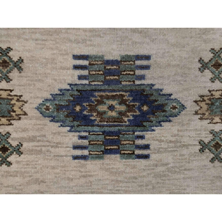 2'7" x 9'10" New Hand Knotted Grey Wool Runner Oriental Rug - MOA10291472