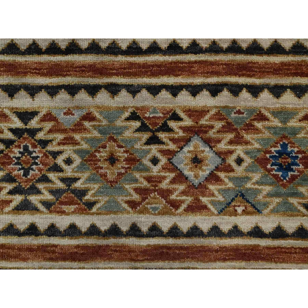 2'6" x 9'10" New Hand Knotted Grey Wool Runner Oriental Rug - MOA10291473