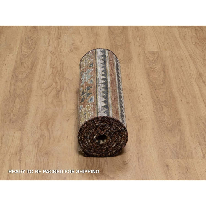 2'6" x 9'10" New Hand Knotted Grey Wool Runner Oriental Rug - MOA10291473