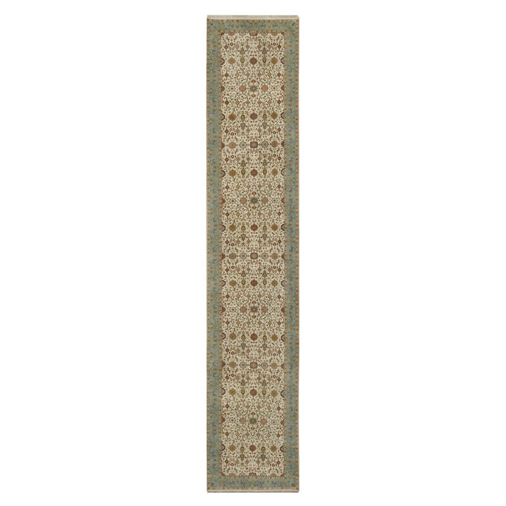 3'0" x 15'6" New Hand Knotted Ivory Wool Runner Oriental Rug - MOA10291474