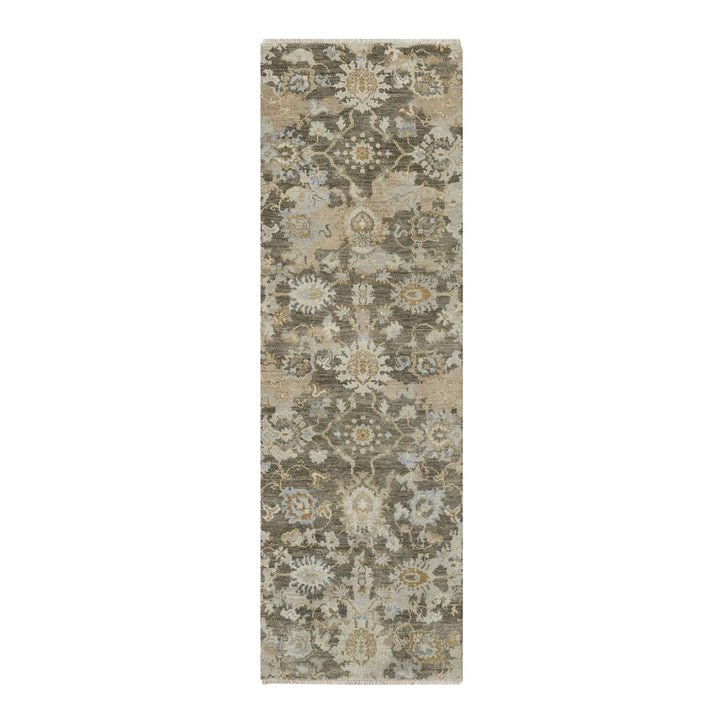 2'8" x 8'5" New Hand Knotted Brown Wool Runner Oriental Rug - MOA10291475