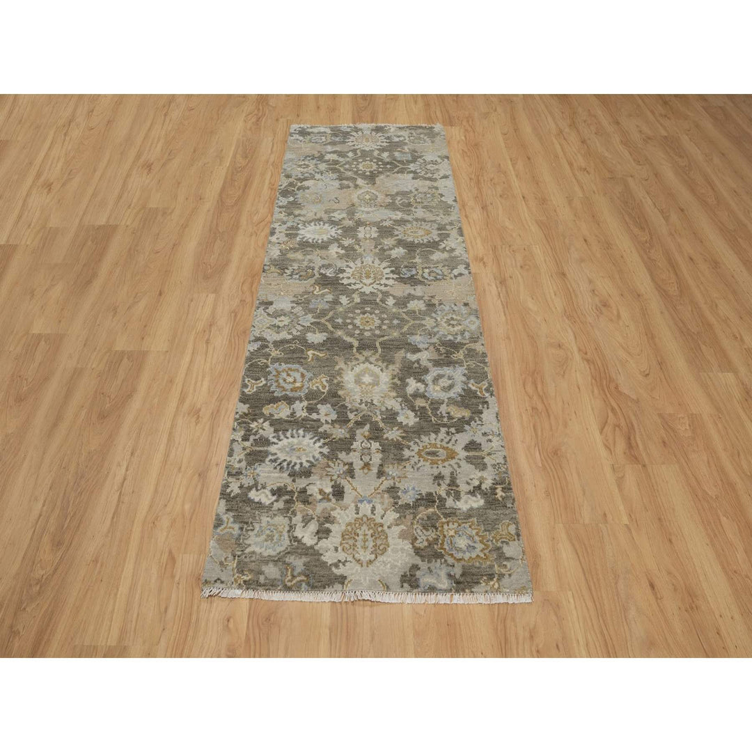 2'8" x 8'5" New Hand Knotted Brown Wool Runner Oriental Rug - MOA10291475