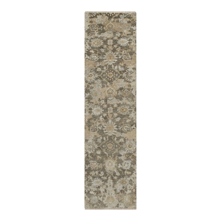 2'8" x 10'3" New Hand Knotted Brown Wool Runner Oriental Rug - MOA10291476