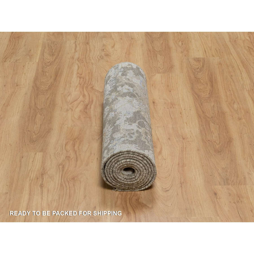 2'8" x 10'3" New Hand Knotted Brown Wool Runner Oriental Rug - MOA10291476
