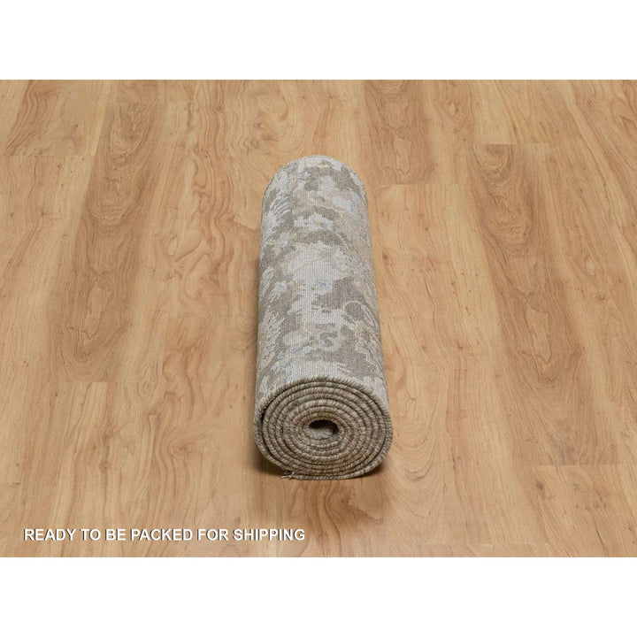 2'8" x 10'3" New Hand Knotted Brown Wool Runner Oriental Rug - MOA10291476