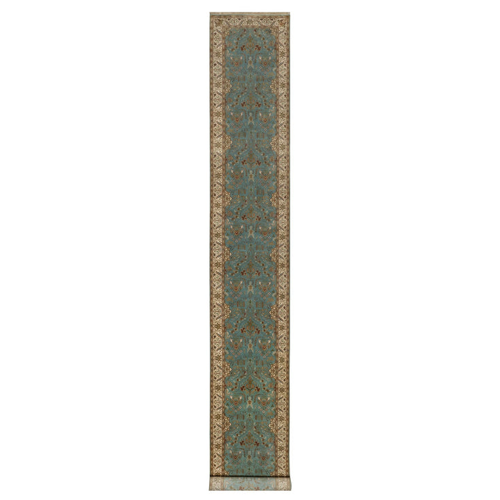 2'9" x 19'8" New Hand Knotted Blue Wool Runner Oriental Rug - MOA10291477