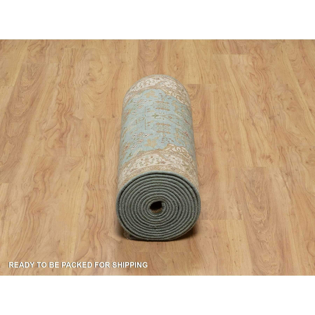 2'9" x 19'8" New Hand Knotted Blue Wool Runner Oriental Rug - MOA10291477