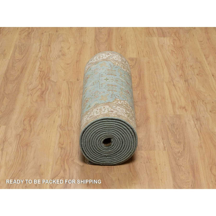 2'9" x 19'8" New Hand Knotted Blue Wool Runner Oriental Rug - MOA10291477