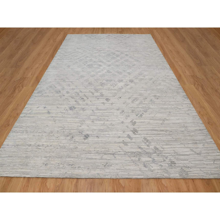 10'0" x 14'3" New Hand Knotted Ivory Wool Rectangle Oriental Rug - MOA10291478