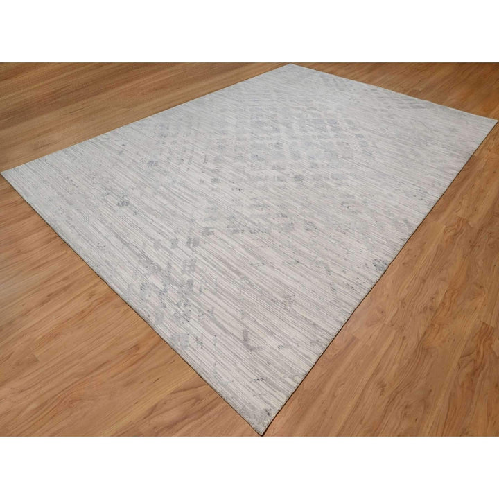 10'0" x 14'3" New Hand Knotted Ivory Wool Rectangle Oriental Rug - MOA10291478