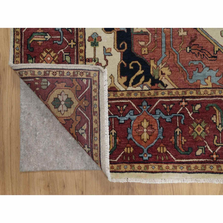 6'1" x 9'1" New Hand Knotted Ivory Wool Rectangle Oriental Rug - MOA10291480