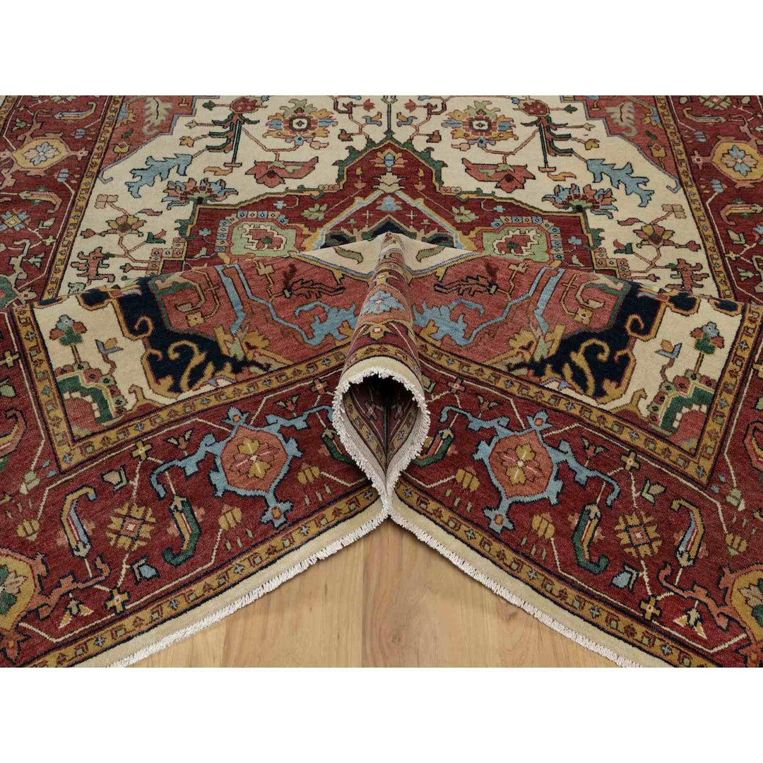 6'1" x 9'1" New Hand Knotted Ivory Wool Rectangle Oriental Rug - MOA10291480