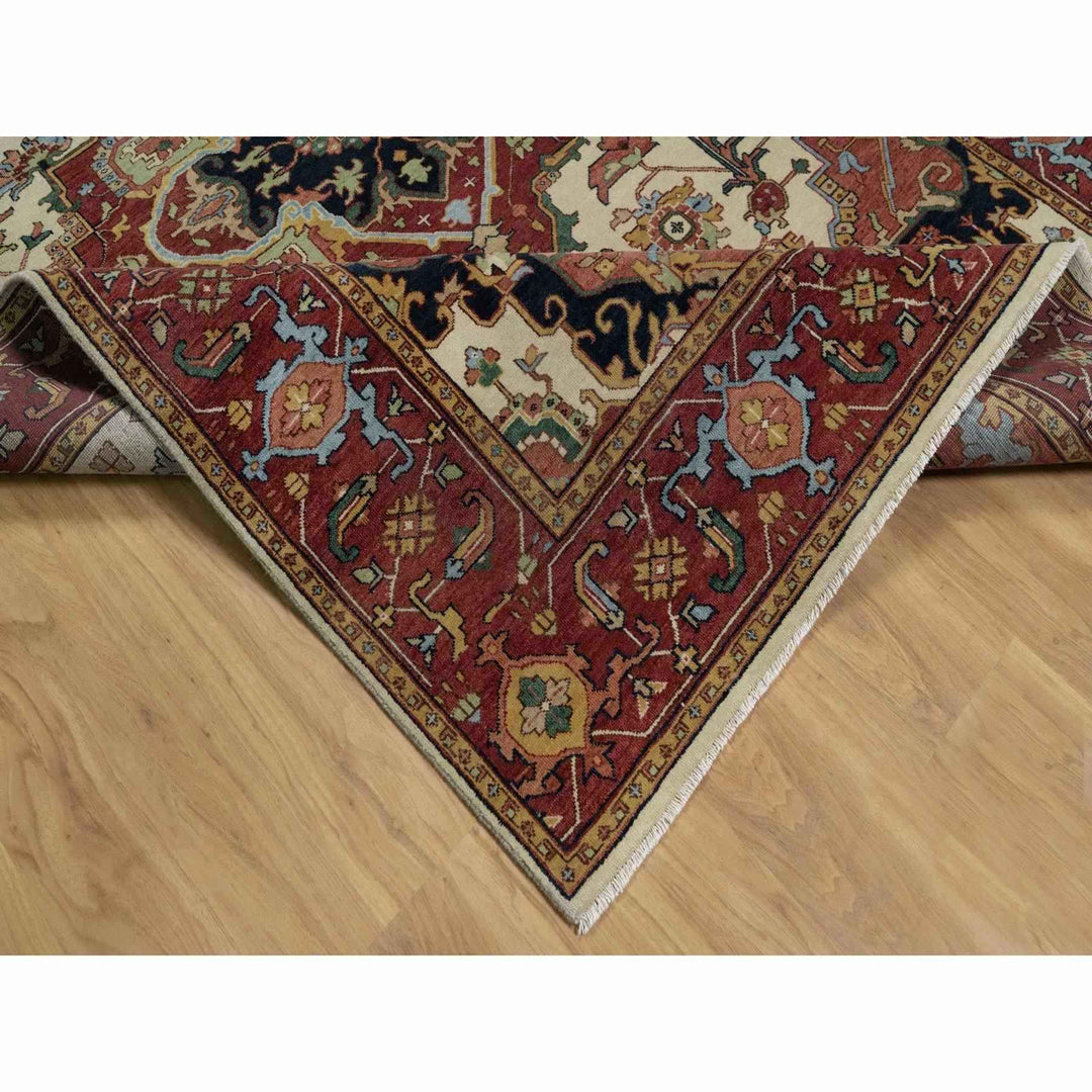 6'1" x 9'1" New Hand Knotted Ivory Wool Rectangle Oriental Rug - MOA10291480