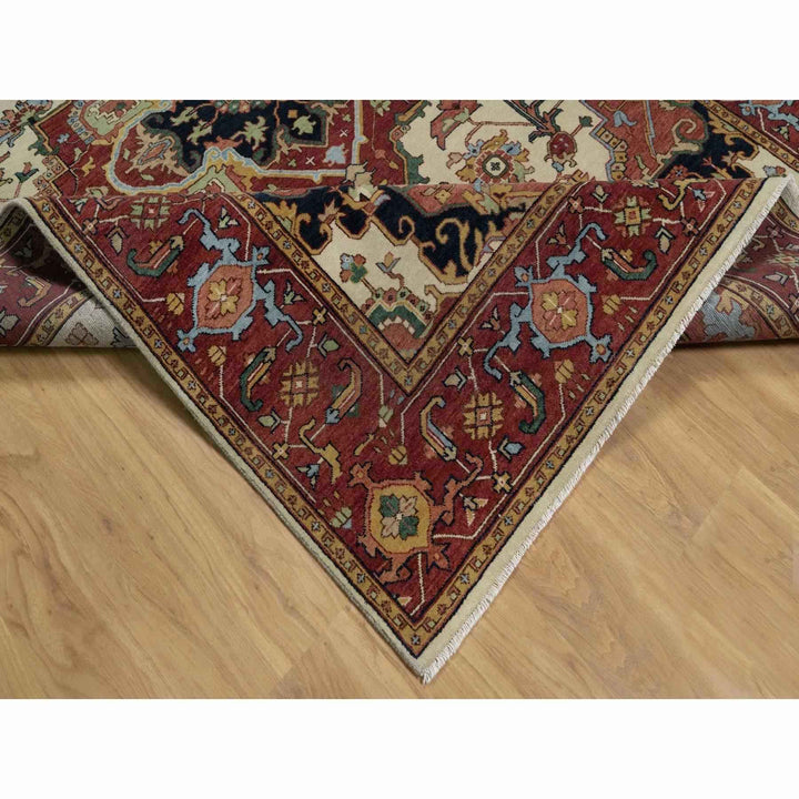 6'1" x 9'1" New Hand Knotted Ivory Wool Rectangle Oriental Rug - MOA10291480