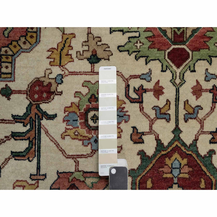 6'1" x 9'1" New Hand Knotted Ivory Wool Rectangle Oriental Rug - MOA10291480