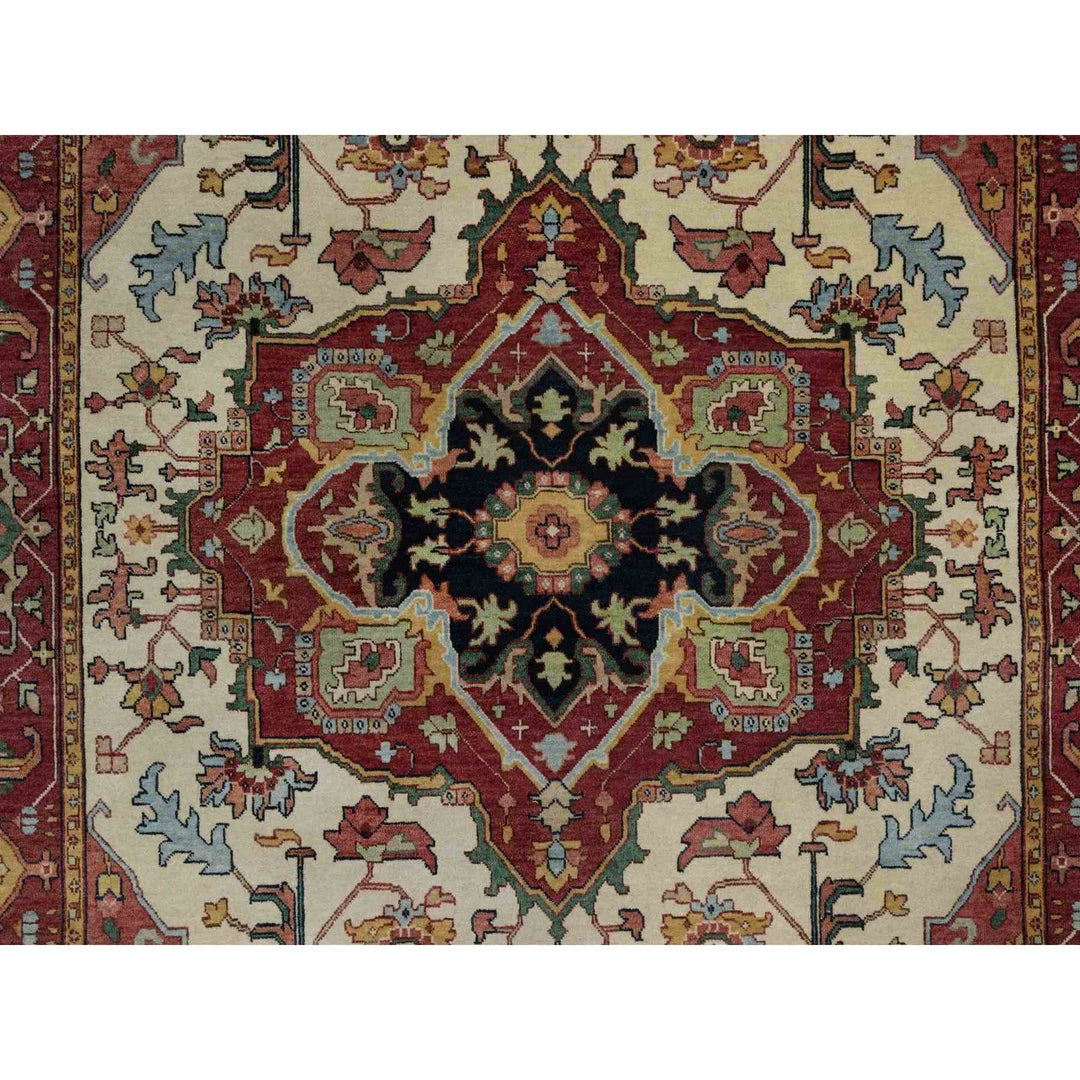 6'1" x 9'1" New Hand Knotted Ivory Wool Rectangle Oriental Rug - MOA10291480