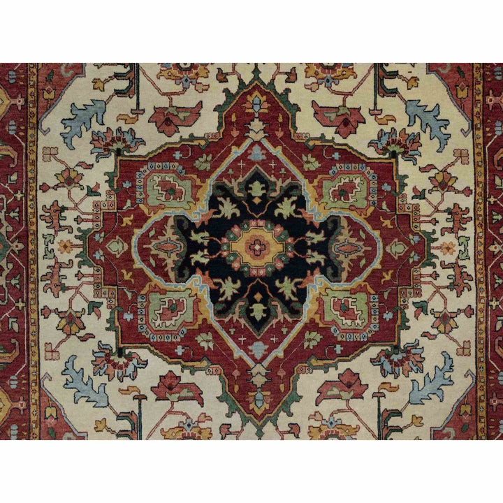 6'1" x 9'1" New Hand Knotted Ivory Wool Rectangle Oriental Rug - MOA10291480