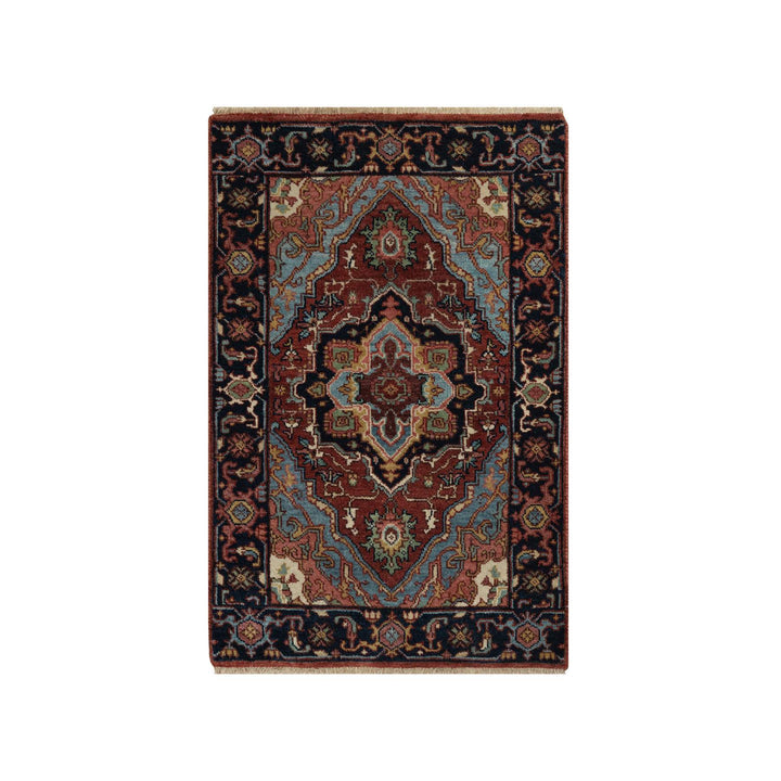 2'0" x 3'1" New Hand Knotted Red Wool Rectangle Oriental Rug - MOA10291482