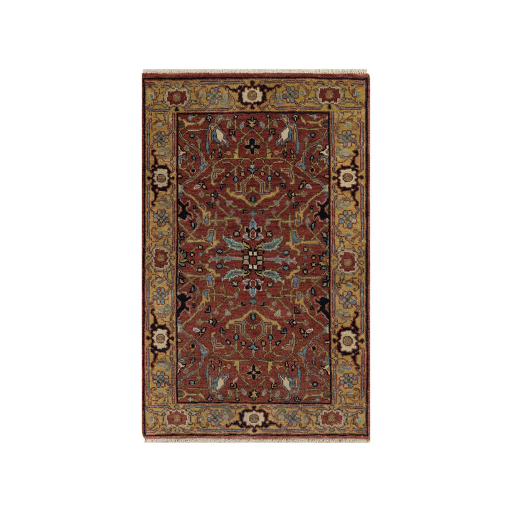 2'0" x 3'2" New Hand Knotted Red Wool Rectangle Oriental Rug - MOA10291483