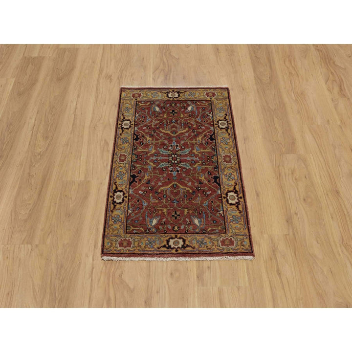 2'0" x 3'2" New Hand Knotted Red Wool Rectangle Oriental Rug - MOA10291483