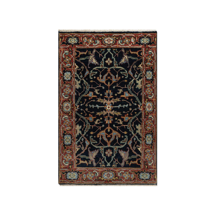 2'0" x 3'2" New Hand Knotted Blue Wool Rectangle Oriental Rug - MOA10291485