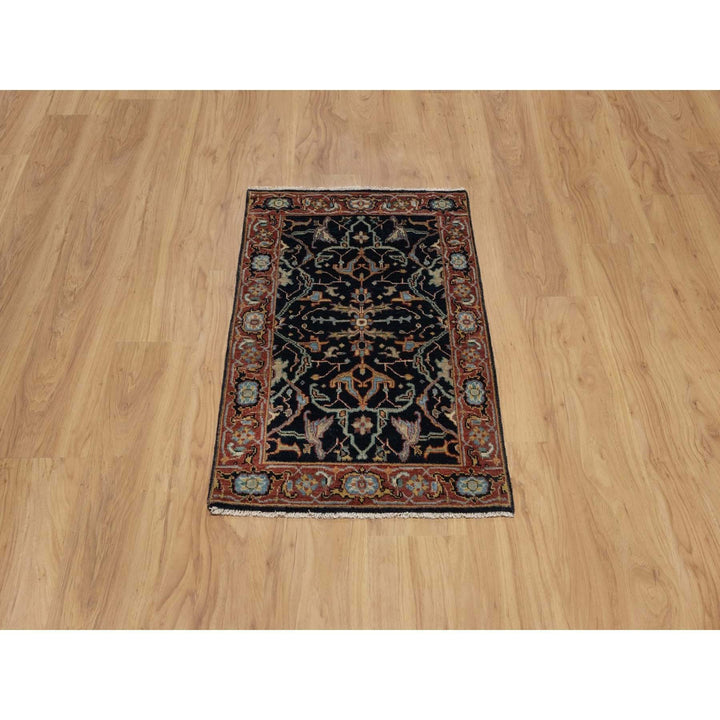 2'0" x 3'2" New Hand Knotted Blue Wool Rectangle Oriental Rug - MOA10291485
