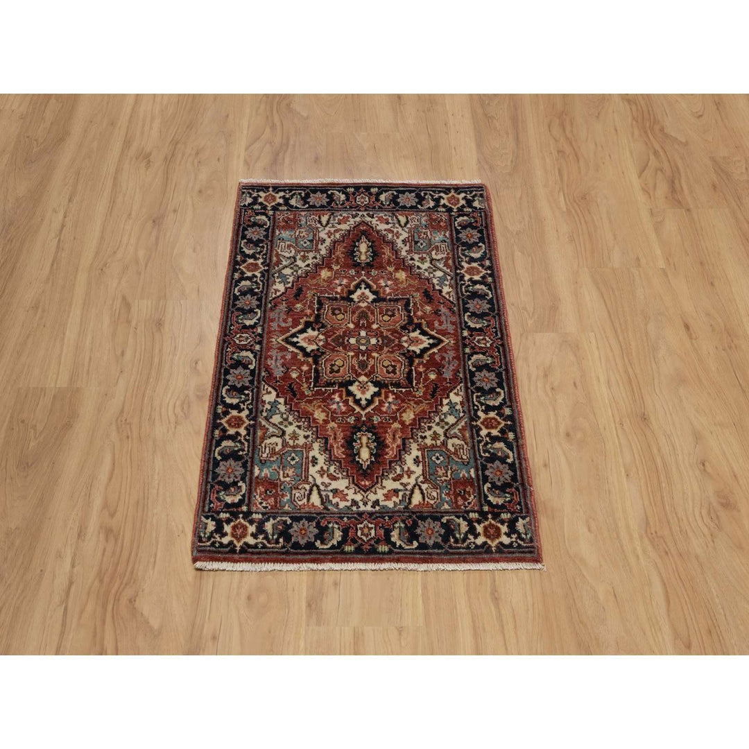 2'0" x 3'2" New Hand Knotted Red Wool Rectangle Oriental Rug - MOA10291487
