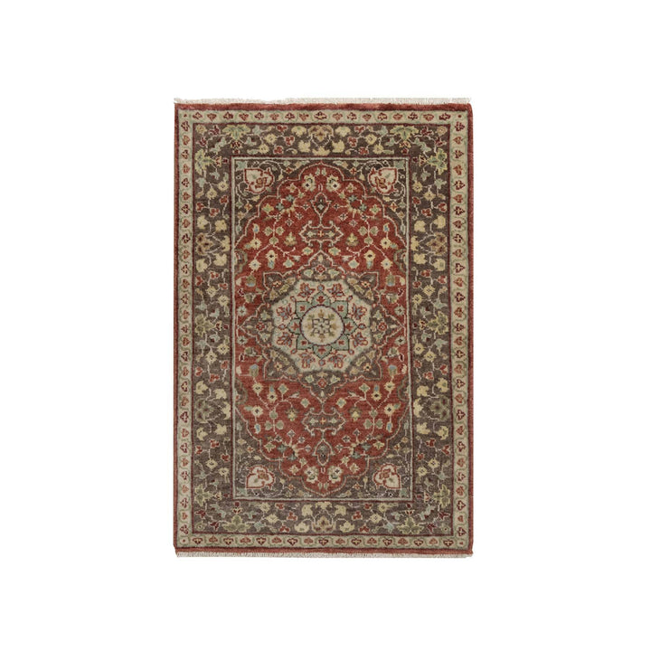 2'1" x 3'1" New Hand Knotted Red Wool Rectangle Oriental Rug - MOA10291490