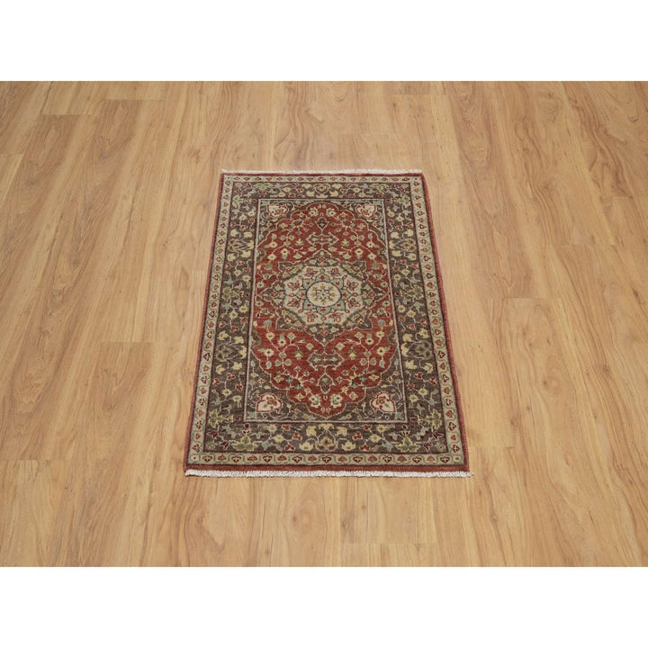 2'1" x 3'1" New Hand Knotted Red Wool Rectangle Oriental Rug - MOA10291490
