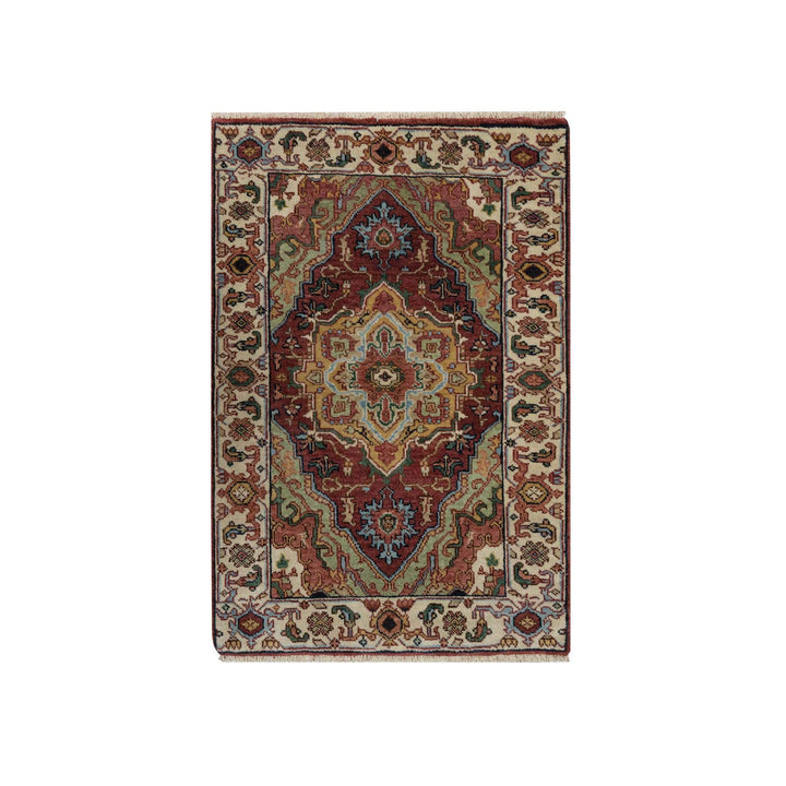 2'1" x 3'0" New Hand Knotted Red Wool Rectangle Oriental Rug - MOA10291493