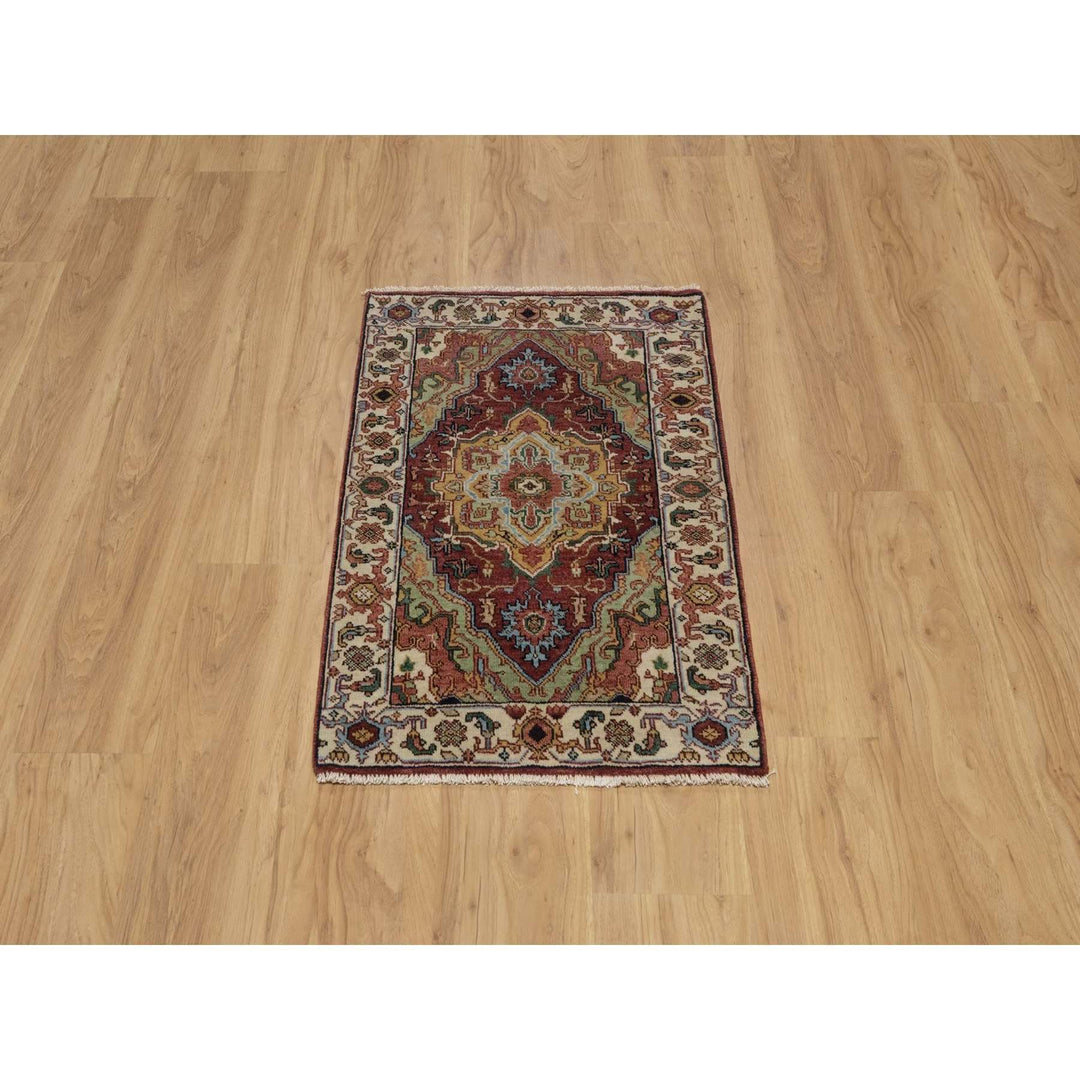 2'1" x 3'0" New Hand Knotted Red Wool Rectangle Oriental Rug - MOA10291493