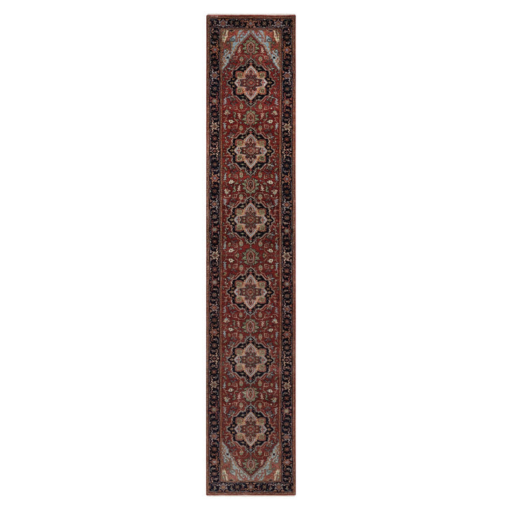 2'7" x 14'3" New Hand Knotted Red Wool Runner Oriental Rug - MOA10291495