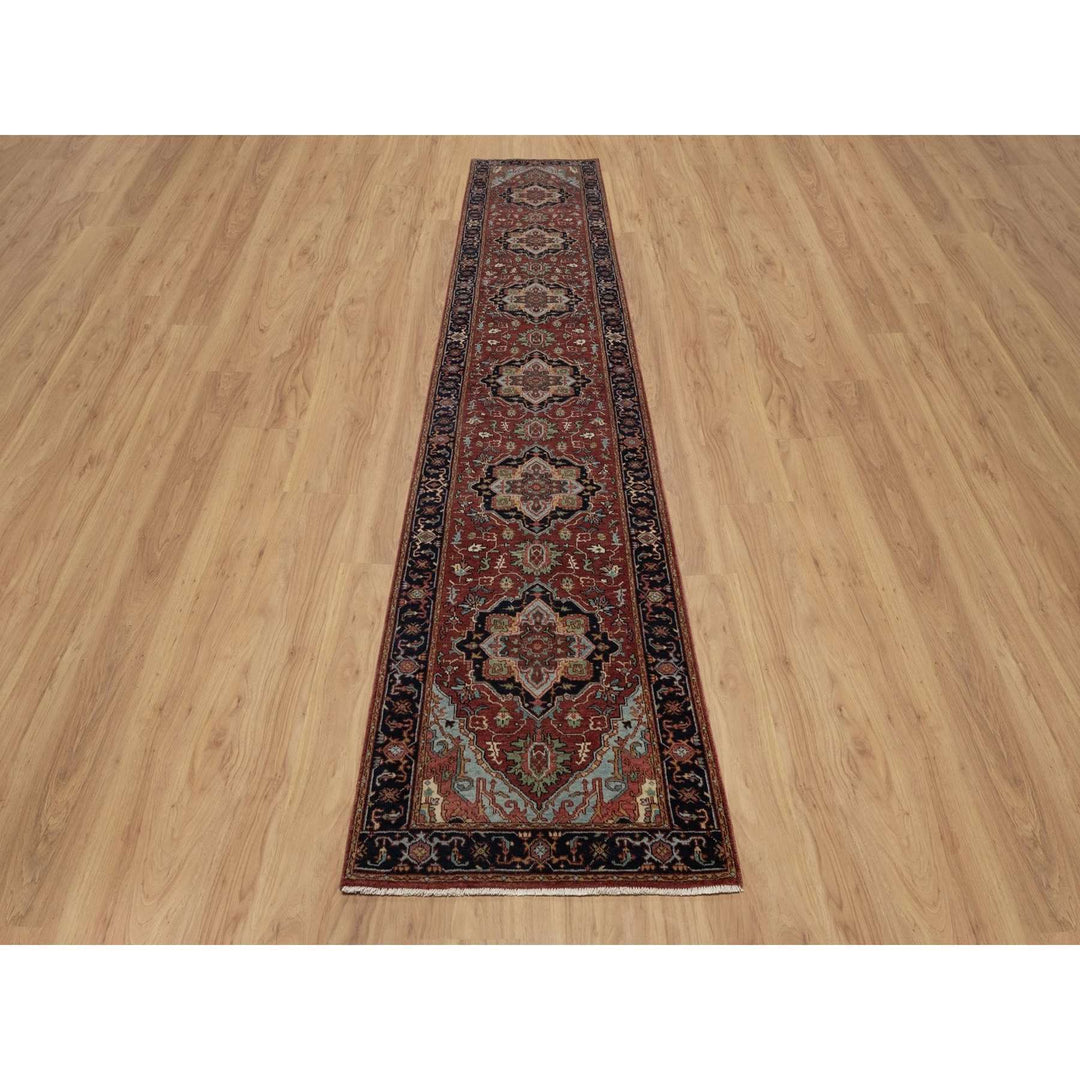 2'7" x 14'3" New Hand Knotted Red Wool Runner Oriental Rug - MOA10291495